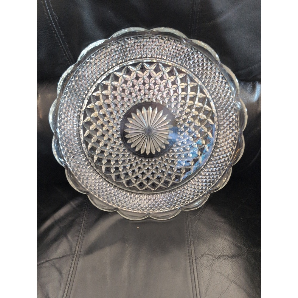 Anchor Hocking WEXFORD 14" Clear Glass Round Platter Tray Plate APPEARS UNUSED
